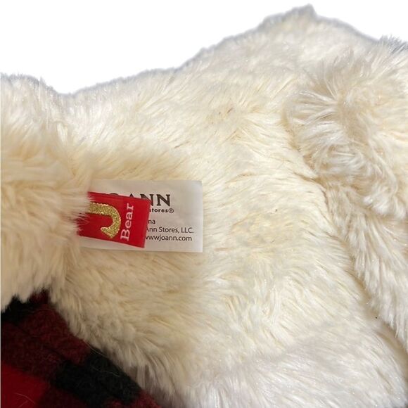 Jo-Ann teddy bear stuffed plush red black plaid for LIGHTHOUSE RESCUE NONPROFIT - Picture 4 of 6